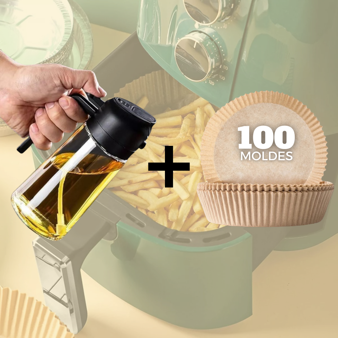 COMBO: 100 MOLDES PARA AIRFRYER + ROCIADOR DE ACEITE