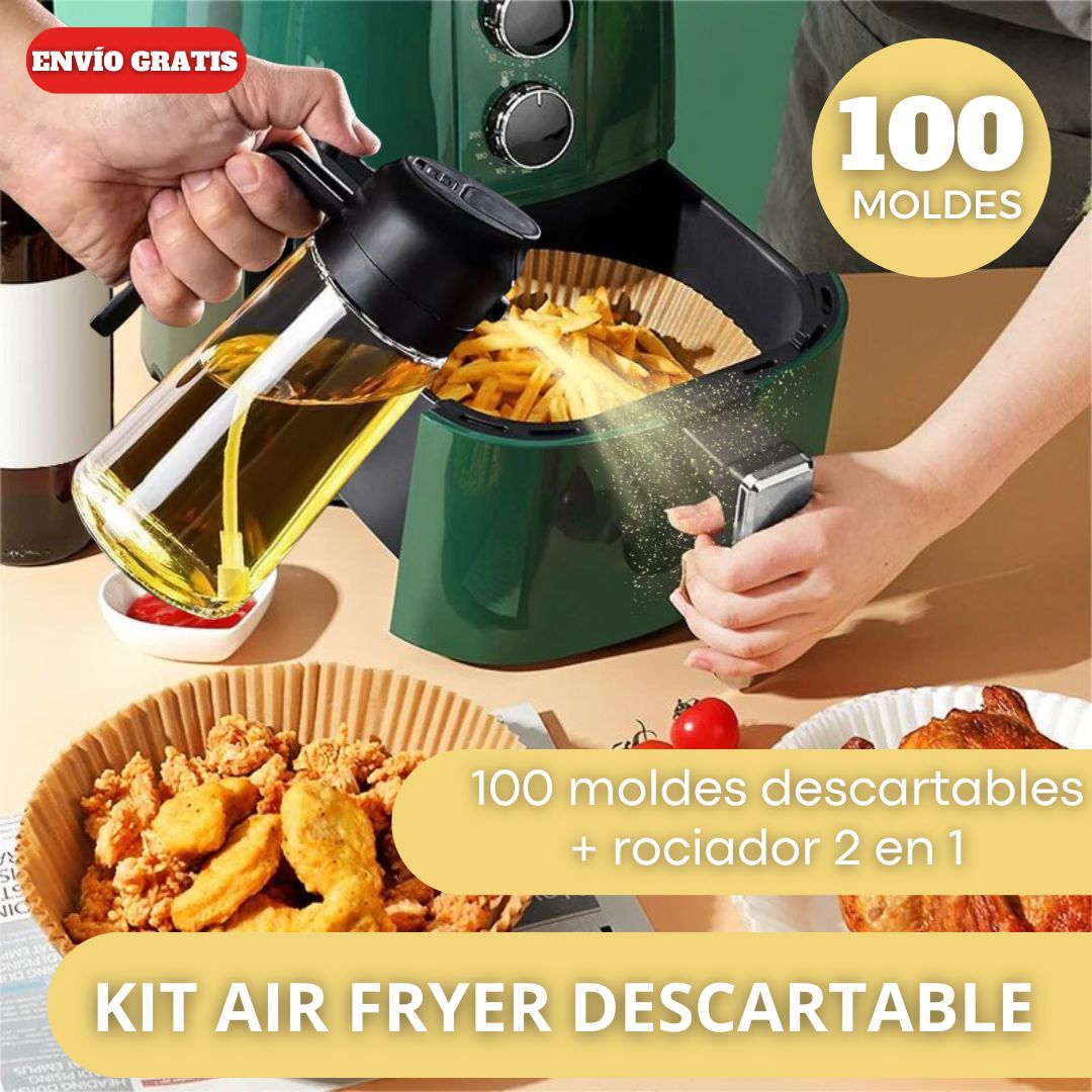 COMBO: 100 MOLDES PARA AIRFRYER + ROCIADOR DE ACEITE